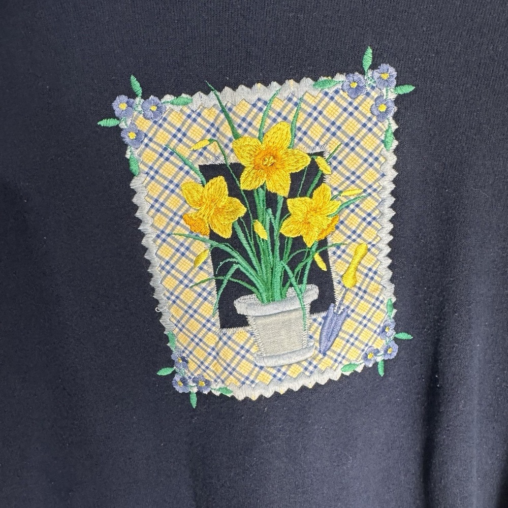 Vintage Morning Sun Collared Cottagecore‎ Embroidered Grandma Sweatshirt L USA - Picture 3 of 7